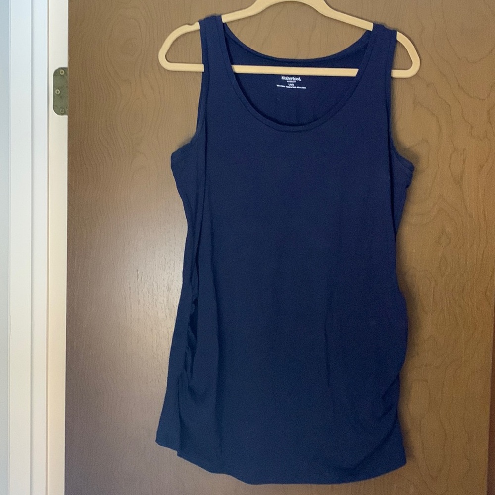 Motherhood Maternity Navy Blue Side Rouched Tank Top - Large